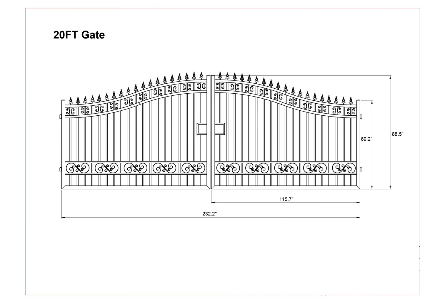 Driveway Steel Gate / Metal Garden Gate 20′ Wide