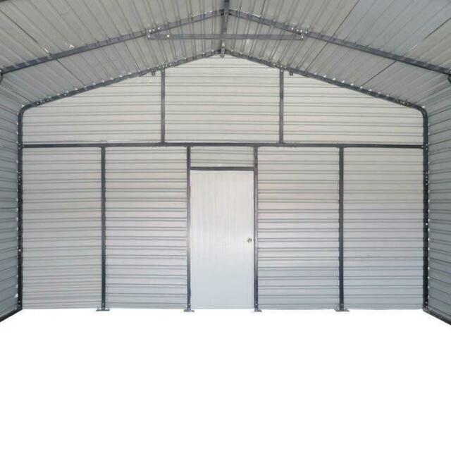 Double Garage Metal Shed Automatic Roll up Door with Side Entry Door- 21’(W) x 19’(L) x 13’(H)