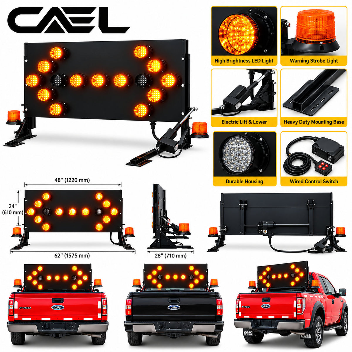 CAEL Truck-Mounted LED Arrow Board – 25 LED Lights | CAEL-AB25