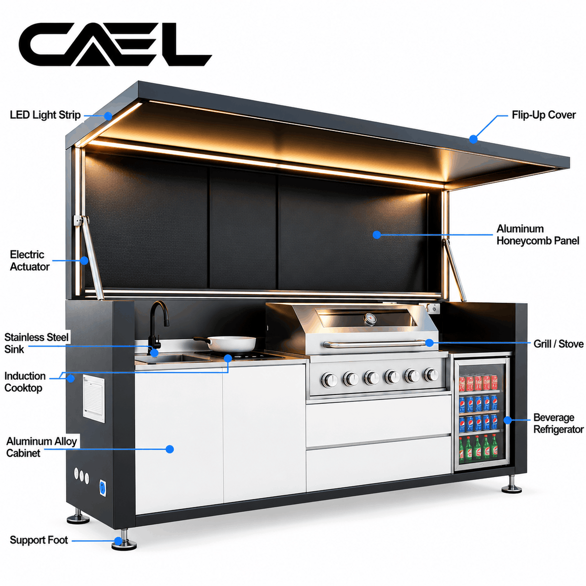 CAEL Premium Outdoor Kitchen Bar – Built-In BBQ Grill & Modern Cooking Station