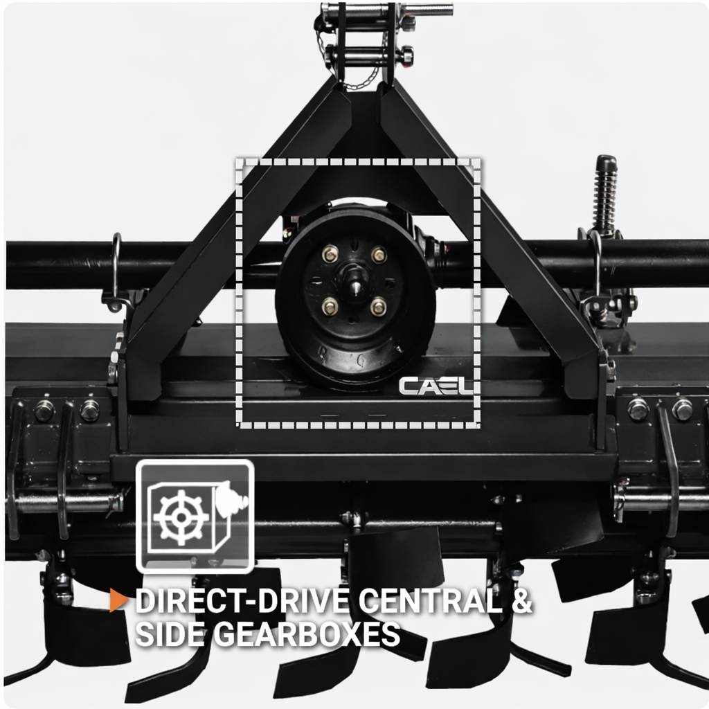 CAEL TL-125 Light Duty Rotary Tiller – 47" PTO Tractor Tiller for 18–22 HP Tractors