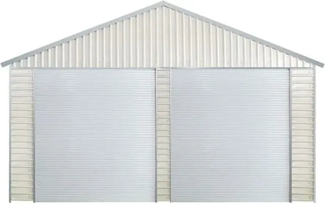 Double Garage Metal Shed Automatic Roll up Door with Side Entry Door- 25(W)x73(L)x13(H)