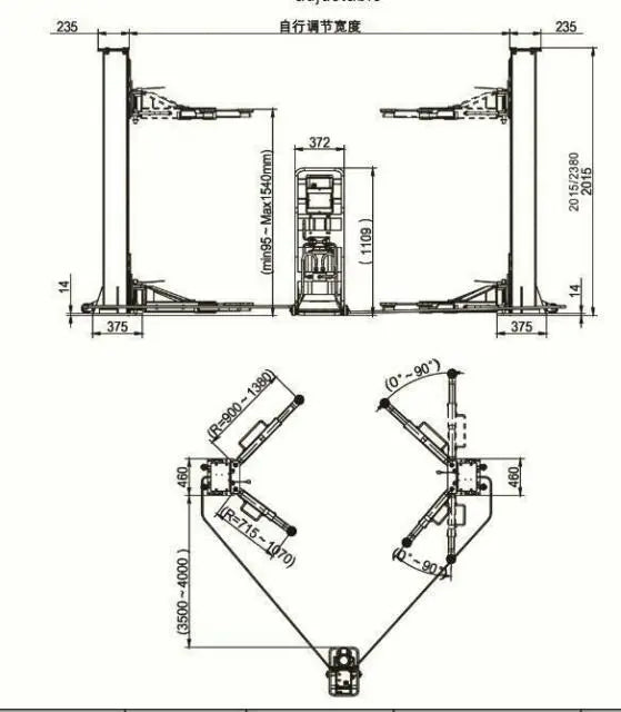 Two-Post movable hoist car truck lift hydraulic lift Low ceiling 6610 LBS (2PMH-66)