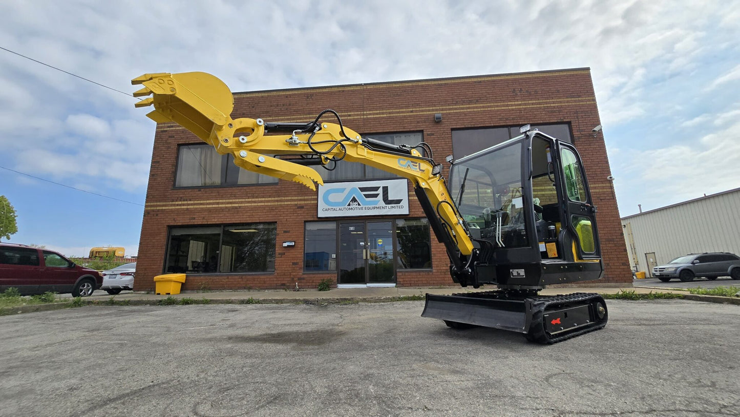 Minibagger 2,5 t mit Kubota-Motor, Schwenkausleger, Klimaanlage/Heizung und Kabine (EX25KB)