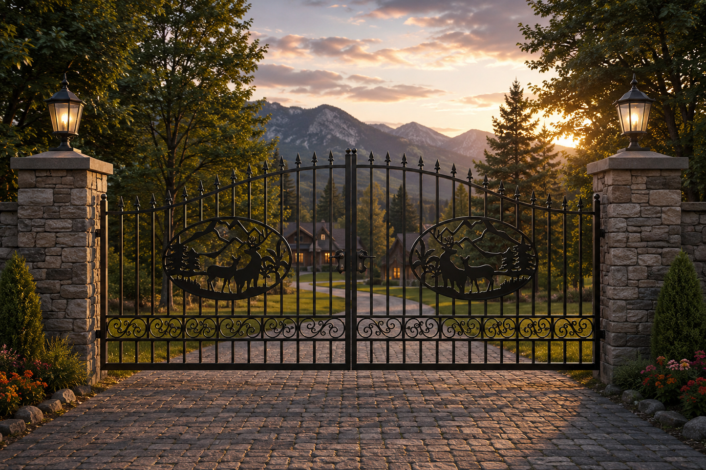 Driveway Steel Gate / Metal Garden Gate 20′ Wide