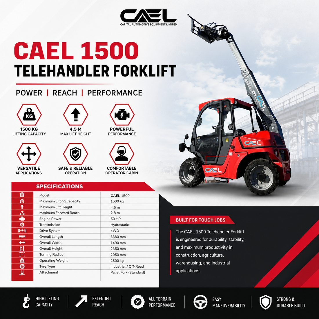 CAEL Telehandler Forklift CAEL-1500