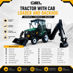 Tractor with Cab Loader and Backhoe