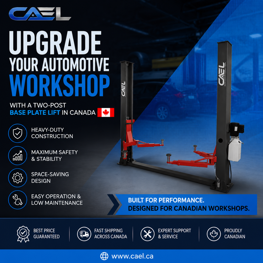 Upgrade Your Automotive Workshop with a Two-Post Base Plate Lift in Canada