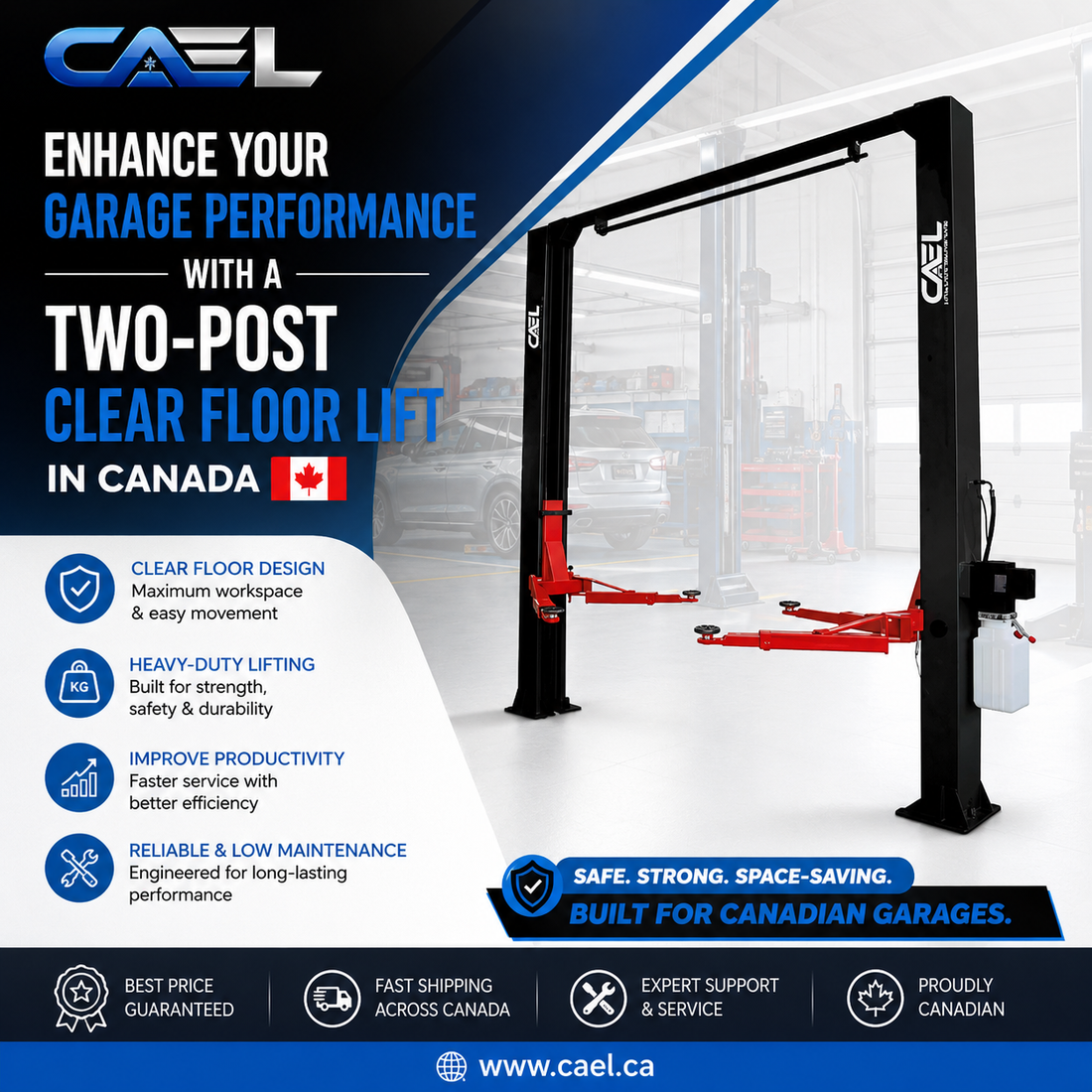 Enhance Your Garage Performance with a Two-Post Clear Floor Lift in Canada