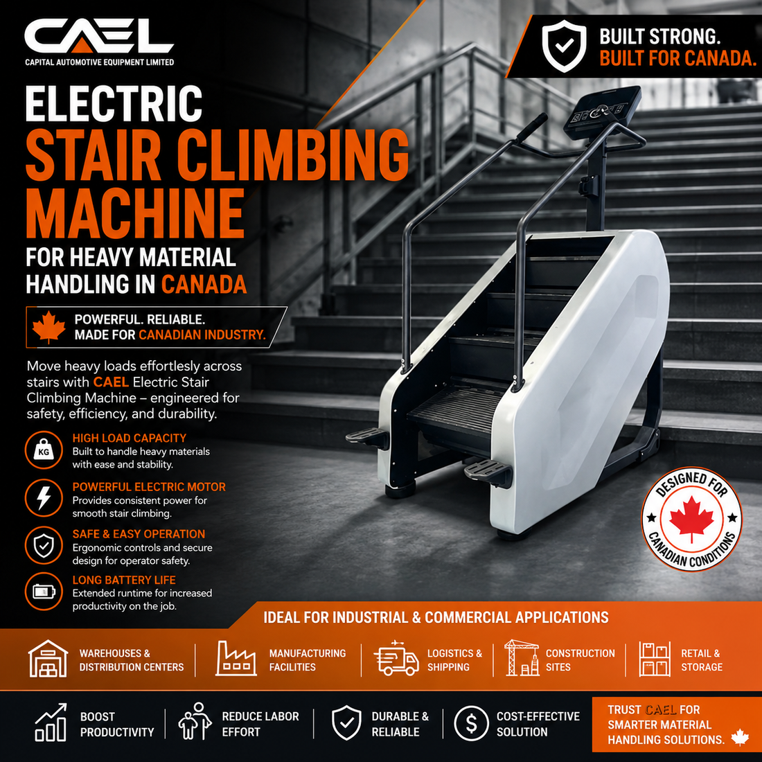 Electric Stair Climbing Machine for Heavy Material Handling in Canada