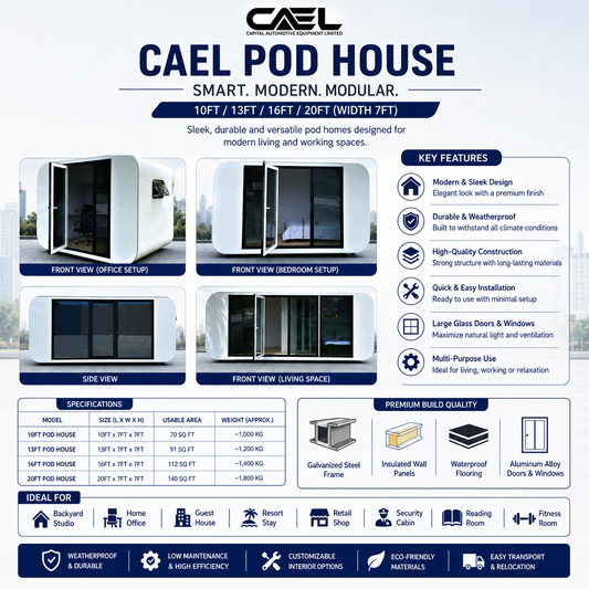 CAEL Pod Houses: Compact Modular Living Solutions (10x7, 13x7, 16x7, 20x7)