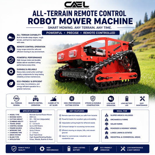 CAEL All-Terrain Remote Control Robot Mower – Smart Lawn Care for Tough Landscapes