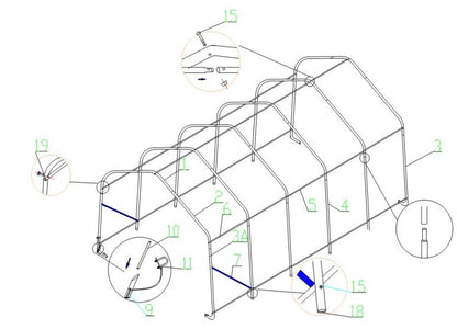 Peak shape single truss 12' wide 20' length 9' height