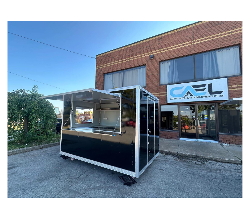 CAEL’s 7′ Square Top Mobile Food Cart – B&W