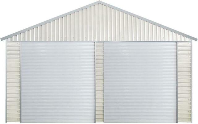 Double Garage Metal Shed Automatic Roll up Door with Side Entry Door- 21’(W) x 19’(L) x 13’(H)