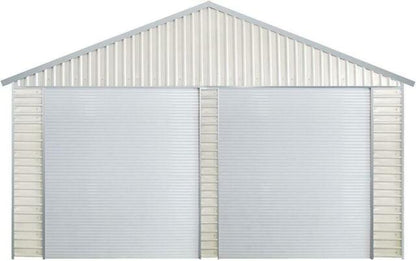 Double Garage Metal Shed Automatic Roll up Door with Side Entry Door- 21’(W) x 19’(L) x 13’(H)