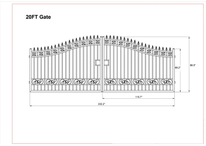 Driveway Steel Gate / Metal Garden Gate 20′ Wide