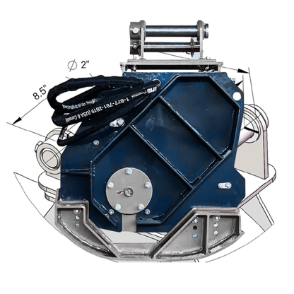 30" Excavator Forestry Brush Mulcher, 6-10 Ton Carrier, 4" Dia. Cutting Capacity, Hydraulic Piston Motor