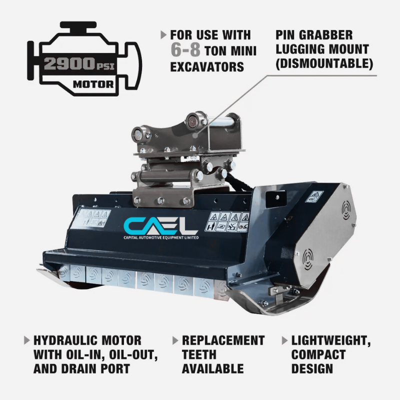 40" Excavator Brush Flail Mower, 6 to 8-ton Carrier, 16-21 GPM