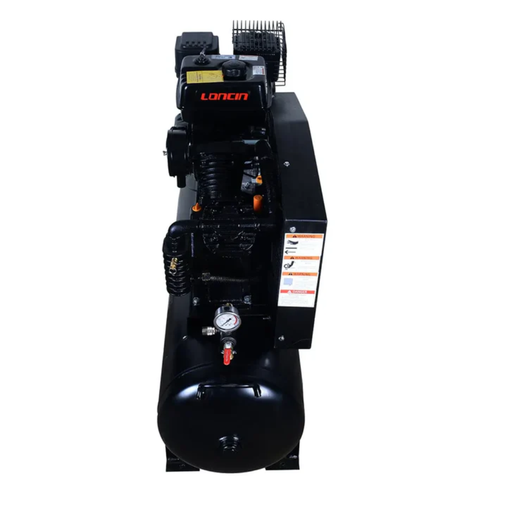 40 Gallon Skid Mount Gas Air Compressor, 2-Stage Belt Drive, 9 HP Engine, horizontal Tank