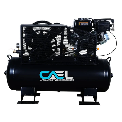 40 Gallon Skid Mount Gas Air Compressor, 2-Stage Belt Drive, 9 HP Engine, horizontal Tank