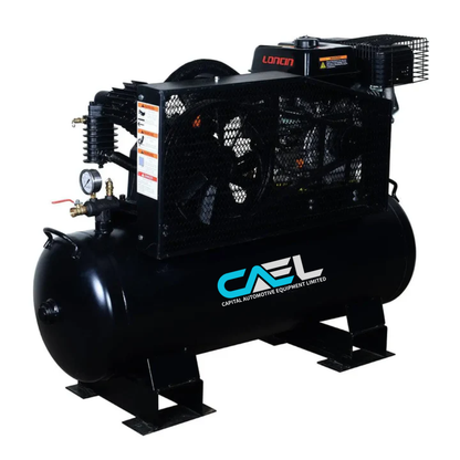 40 Gallon Skid Mount Gas Air Compressor, 2-Stage Belt Drive, 9 HP Engine, horizontal Tank