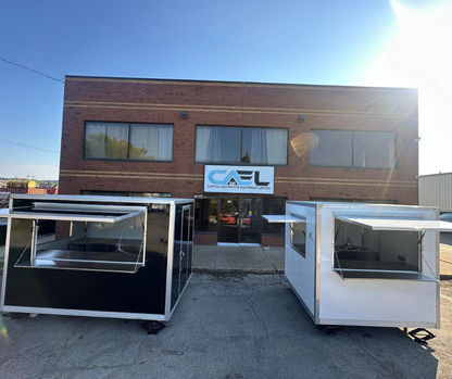 CAEL’s 7′ Square Top Mobile Food Cart – B&W