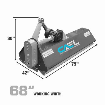 68" Flail Mower, 3-Point Hitch, 30-60 HP Tractor, PTO Drive Shaft