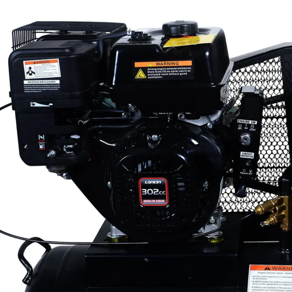 CAEL 90150T - 40 Gallon Skid Mount Gas Air Compressor, 2-Stage Belt Drive, 9 HP Engine, horizontal Tank