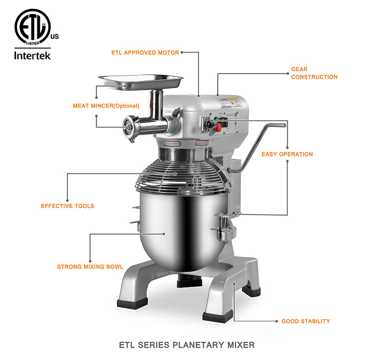 CAEL BJ20 Food Mixer + Meat Mincer 4KG 20L ETL Approve 3 Speed High Quality