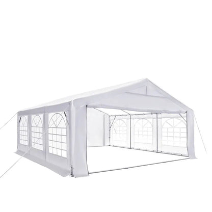 20' x 20' Heavy Duty Outdoor Party Tent with Removable Sidewalls and Roll-Up Doors, PE tarpaulin fabric, 6’6" Overhead, 10’ Peak Ceiling