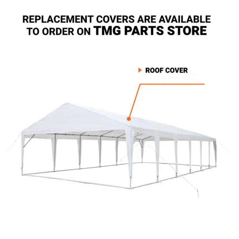 20' x 20' Heavy Duty Outdoor Party Tent with Removable Sidewalls and Roll-Up Doors, PE tarpaulin fabric, 6’6" Overhead, 10’ Peak Ceiling