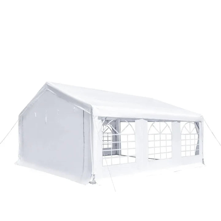 20' x 20' Heavy Duty Outdoor Party Tent with Removable Sidewalls and Roll-Up Doors, PE tarpaulin fabric, 6’6" Overhead, 10’ Peak Ceiling