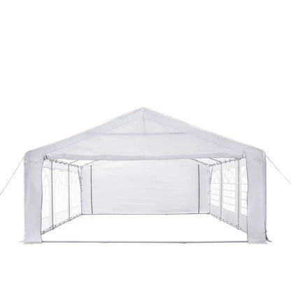 20' x 20' Heavy Duty Outdoor Party Tent with Removable Sidewalls and Roll-Up Doors, PE tarpaulin fabric, 6’6" Overhead, 10’ Peak Ceiling