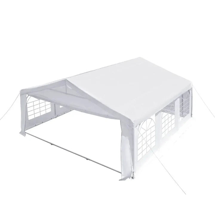 20' x 20' Heavy Duty Outdoor Party Tent with Removable Sidewalls and Roll-Up Doors, PE tarpaulin fabric, 6’6" Overhead, 10’ Peak Ceiling