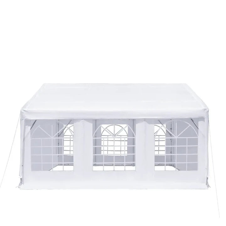 20' x 20' Heavy Duty Outdoor Party Tent with Removable Sidewalls and Roll-Up Doors, PE tarpaulin fabric, 6’6" Overhead, 10’ Peak Ceiling