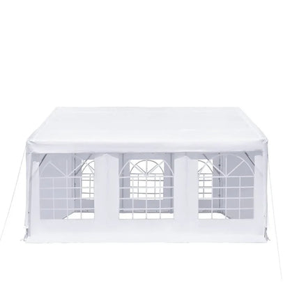 20' x 20' Heavy Duty Outdoor Party Tent with Removable Sidewalls and Roll-Up Doors, PE tarpaulin fabric, 6’6" Overhead, 10’ Peak Ceiling
