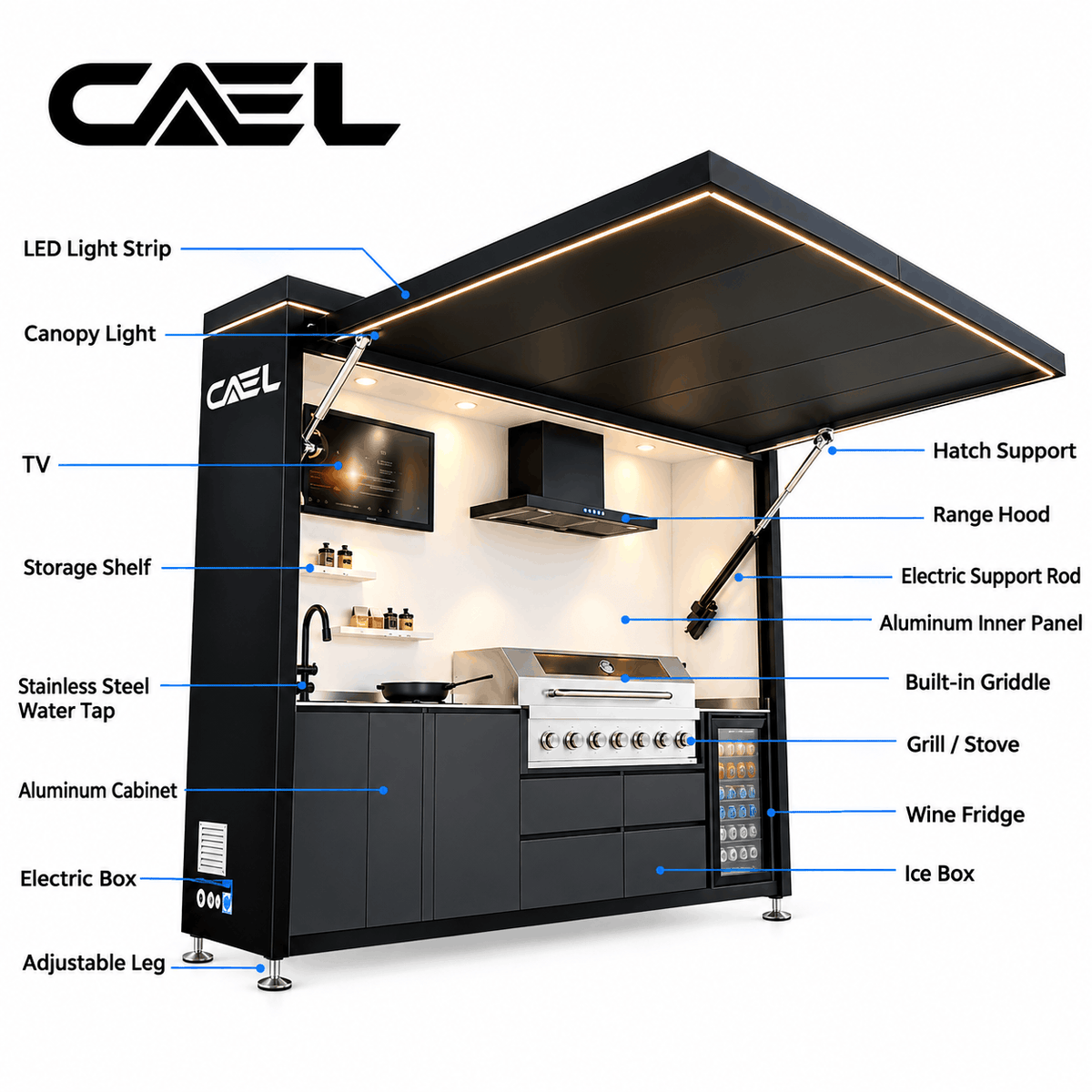 CAEL Outdoor Modular Kitchen – Premium Built-In Grill & BBQ Kitchen System