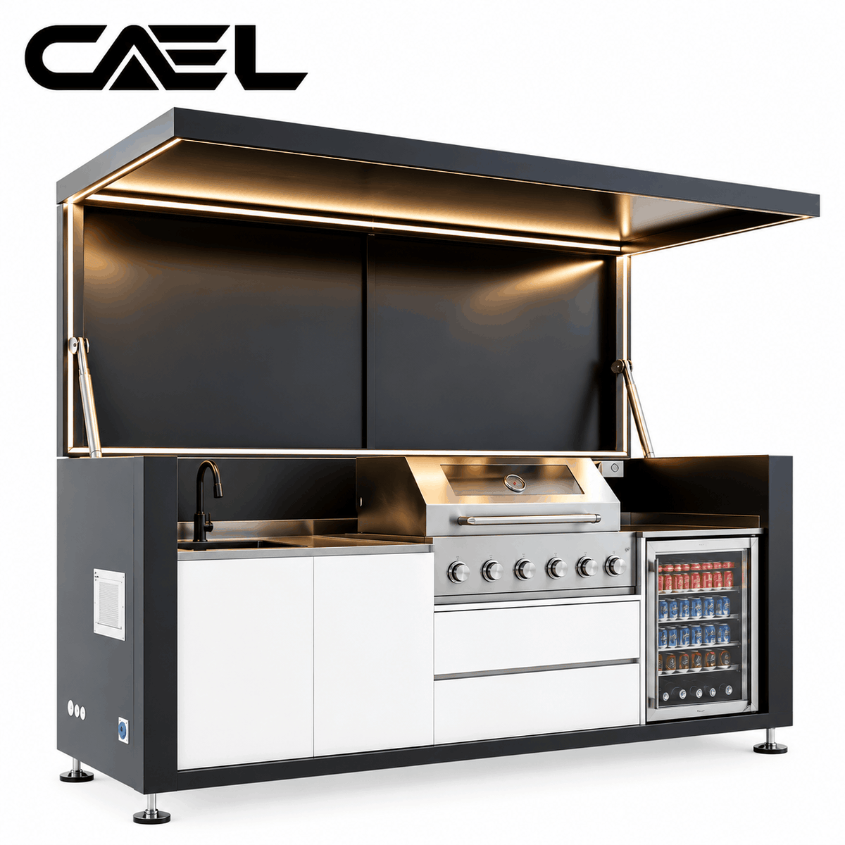 CAEL Flip-Up Outdoor Kitchen – Premium BBQ Grill & Outdoor Cooking Station