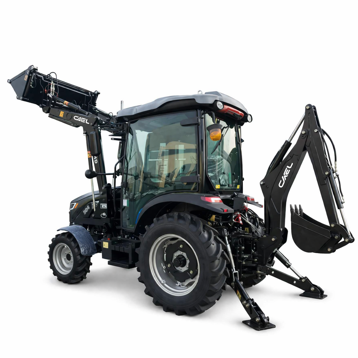 CAEL 404 4WD Tractor with Loader & Backhoe Arm – 40HP LS-EPA Engine | Heavy-Duty Farm Tractor