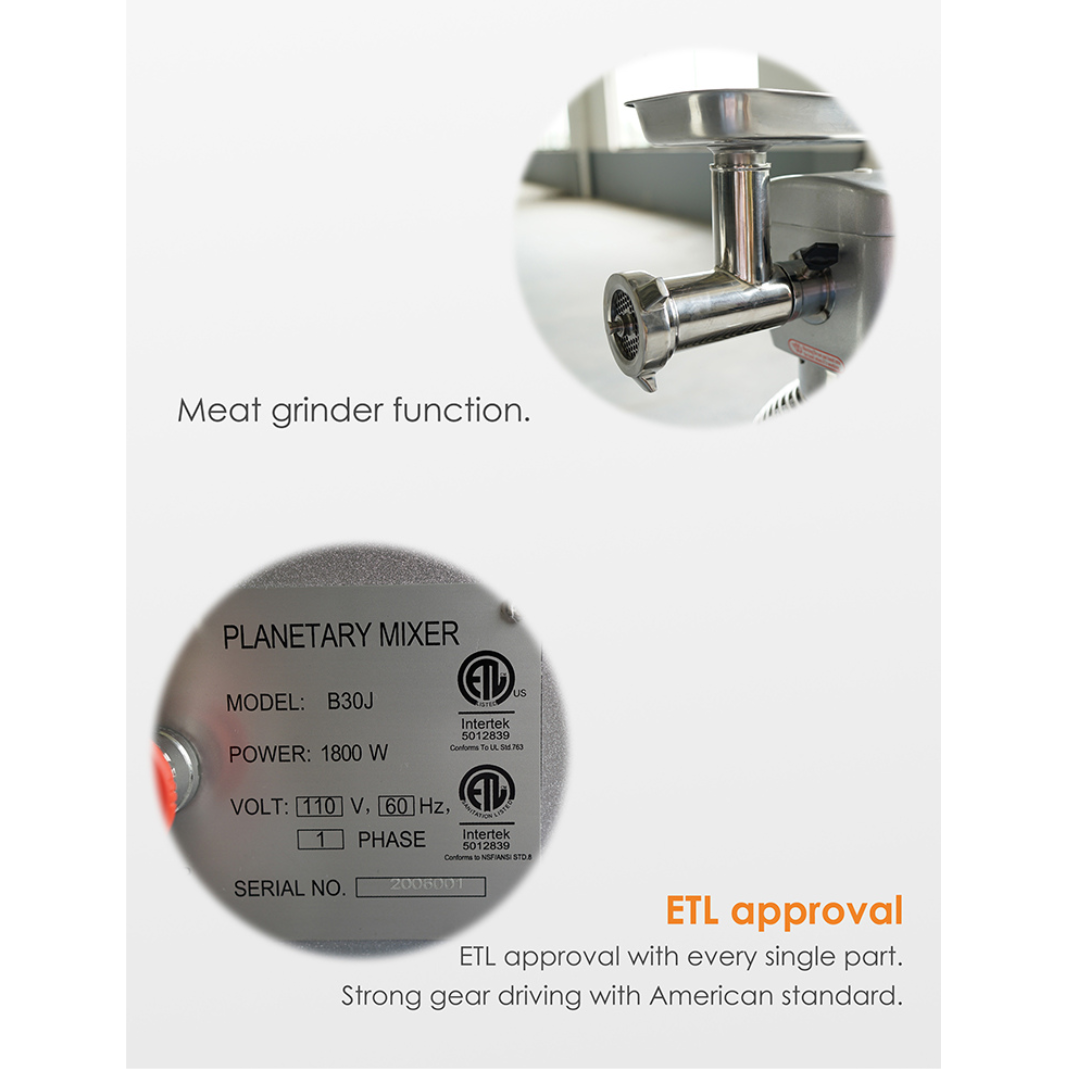 CAEL BJ20 Food Mixer + Meat Mincer 4KG 20L ETL Approve 3 Speed High Quality