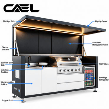 CAEL Premium Outdoor Kitchen Bar – Built-In BBQ Grill & Modern Cooking Station