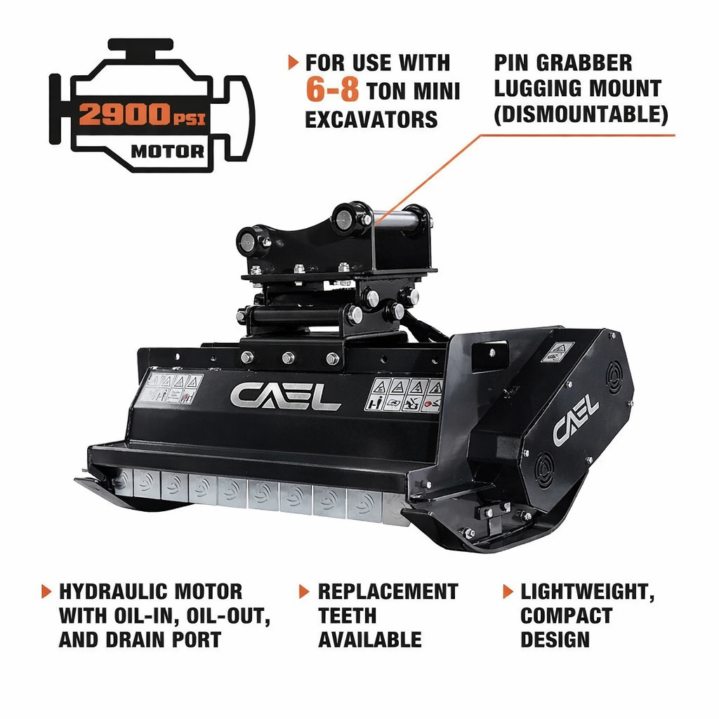 CAEL-EMH100 Excavator Flail Mower – 39.4 Inch Hydraulic Brush Cutter for 5-10 Ton Excavators