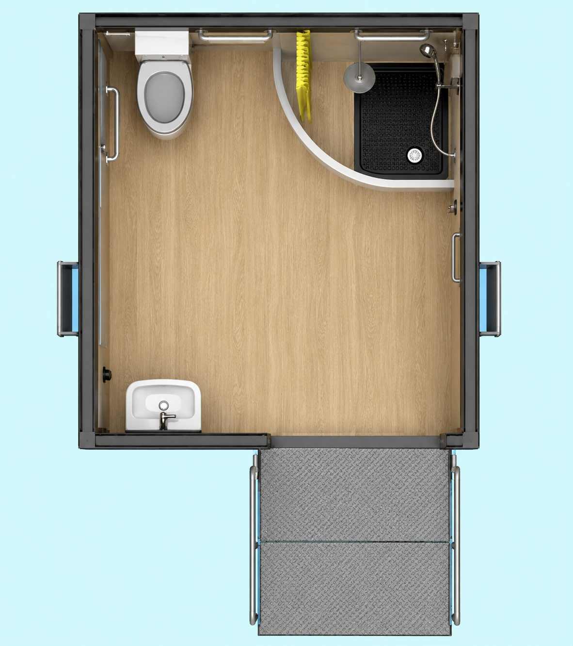 CAEL 10FT Wheelchair Accessible Portable Toilet with Shower