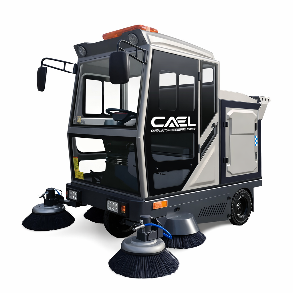 Automatic ride on sweeper truck
