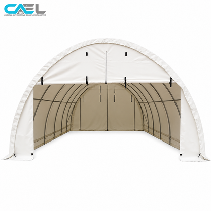 Armadura simple en forma de cúpula de 20' de ancho, 30' de largo y 12' de alto