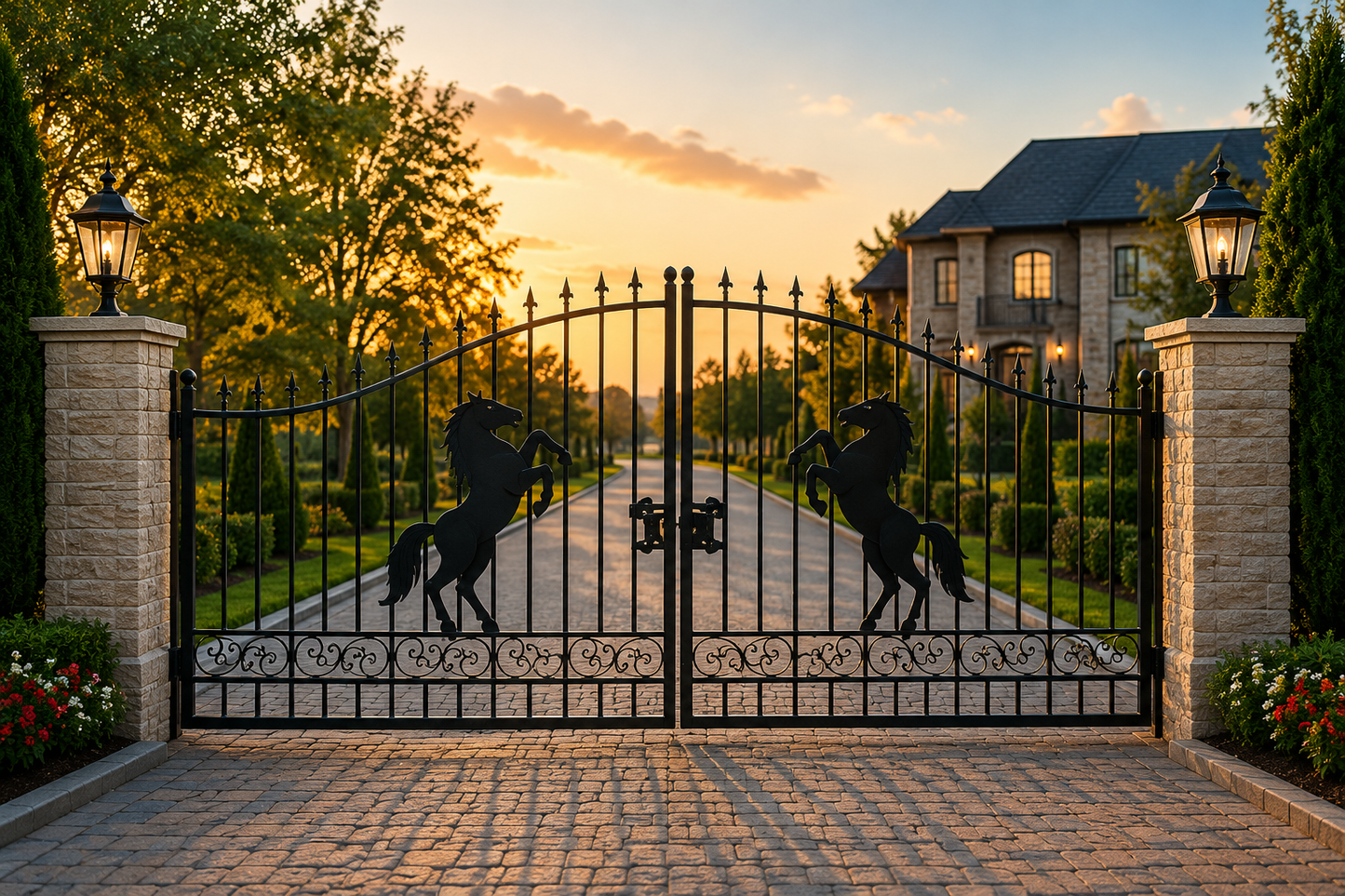 Driveway Steel Gate / Metal Garden Gate 20′ Wide