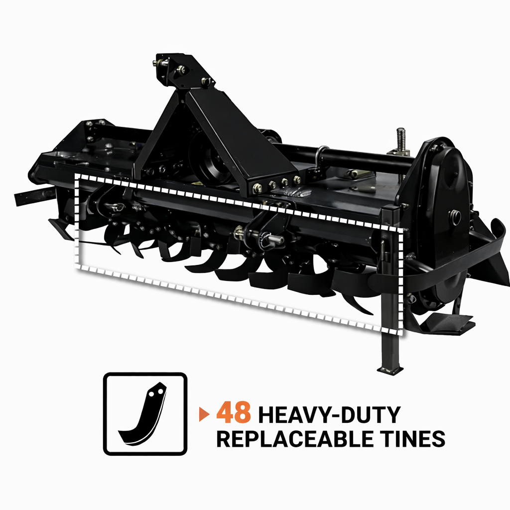 CAEL TL-135 Light Duty Rotary Tiller – 51" PTO Tractor Tiller for 18–22 HP Tractors