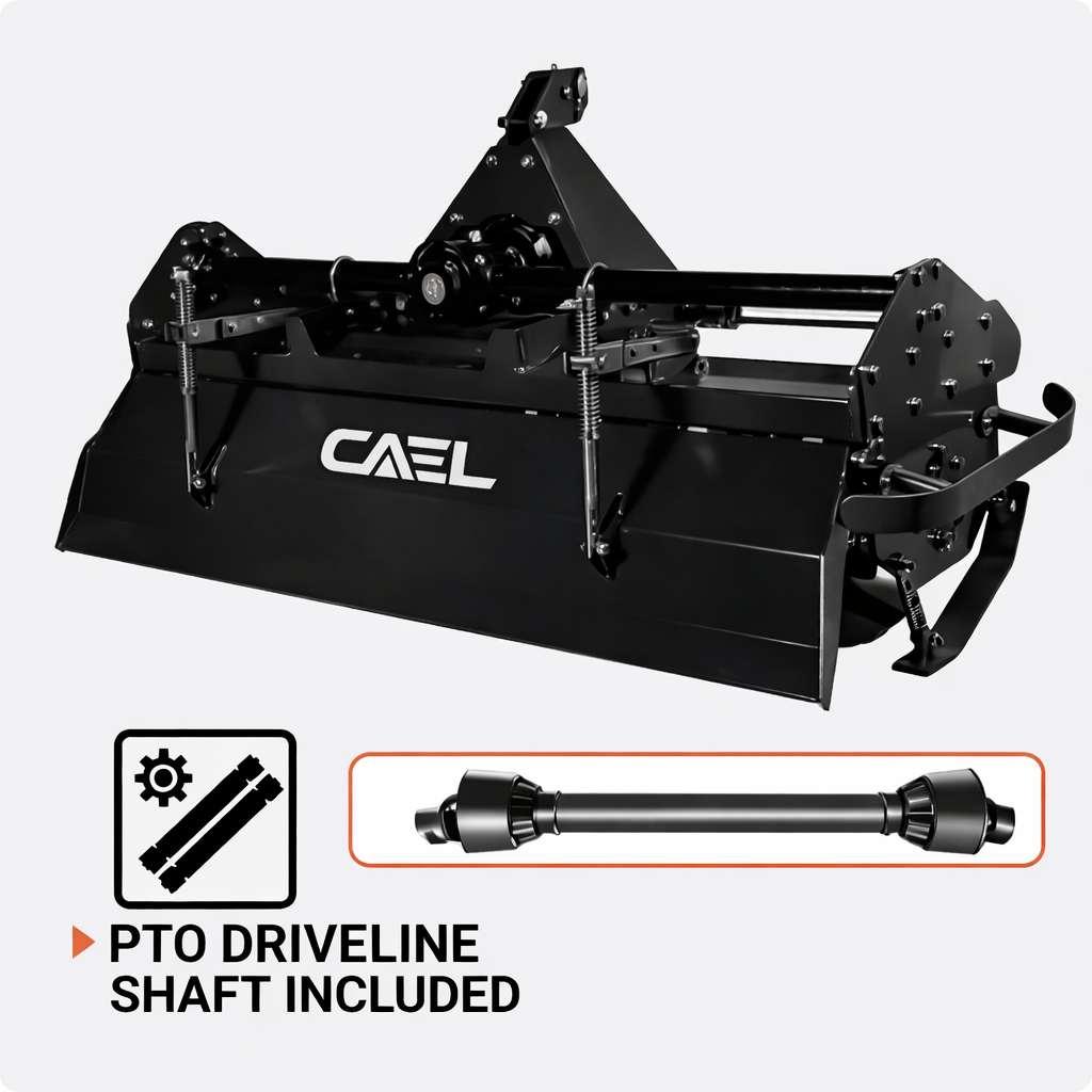 CAEL TL-135 Light Duty Rotary Tiller – 51" PTO Tractor Tiller for 18–22 HP Tractors