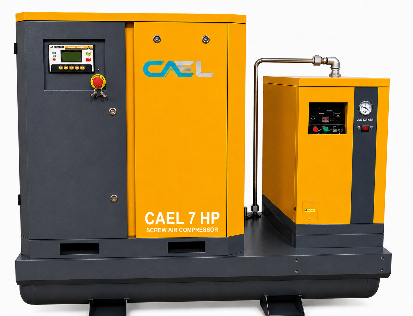 CAEL 7 HP Screw Air Compressor – 4 IN 1 System with Air Dryer, Air Tank & Filters